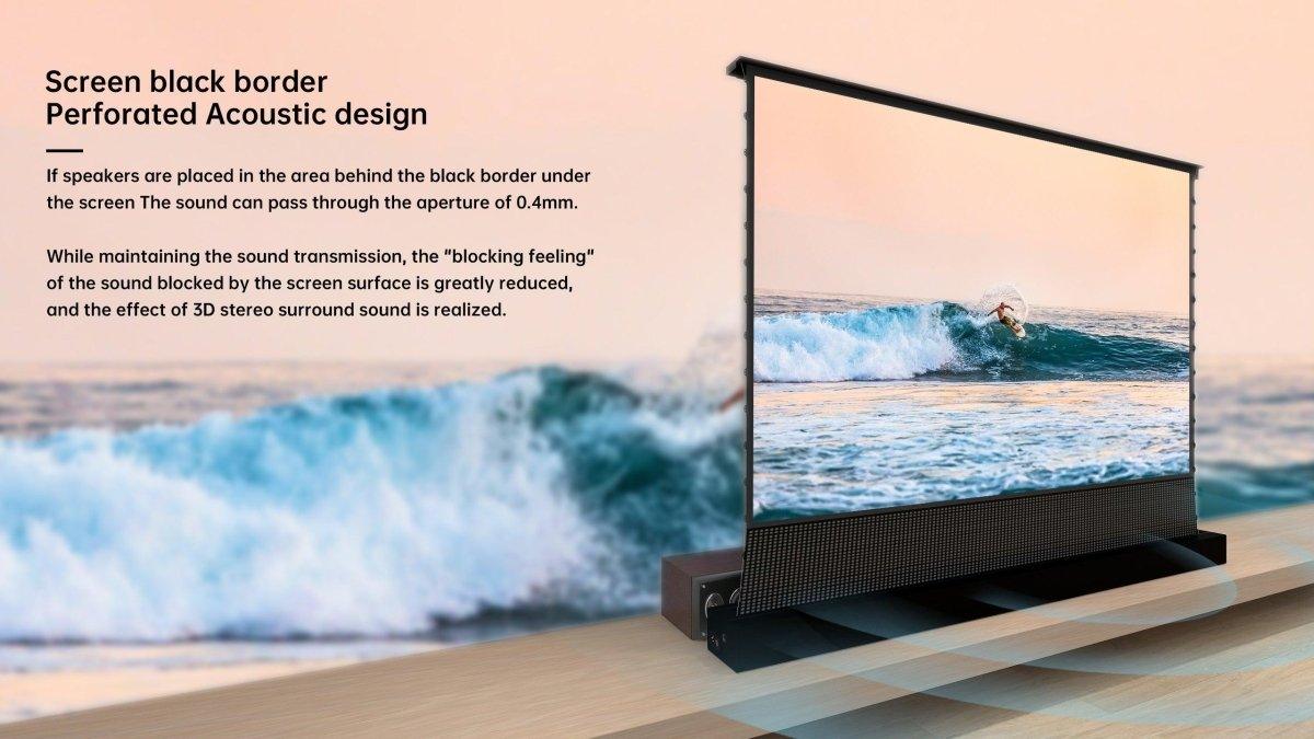 [Acoustic]VIVIDSTORM S PRO P Motorized Tension Floor Rising UST ALR Perforated Projector screen