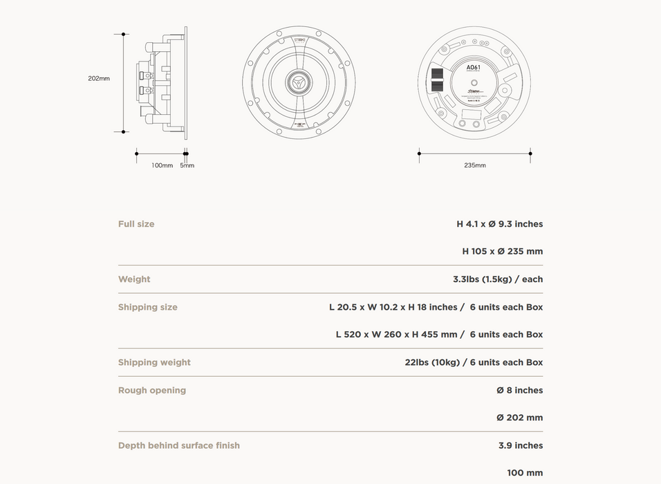 Starke Sound - In-ceiling Speaker - AO61 (Per Unit)