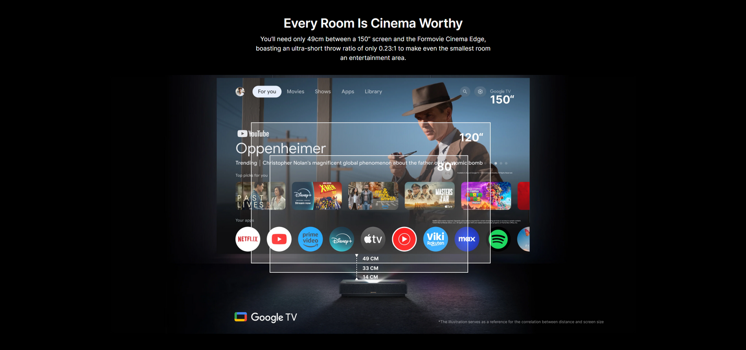 Formovie Cinema Edge 4K UST Laser Projector Featuring Google TV with Netflix