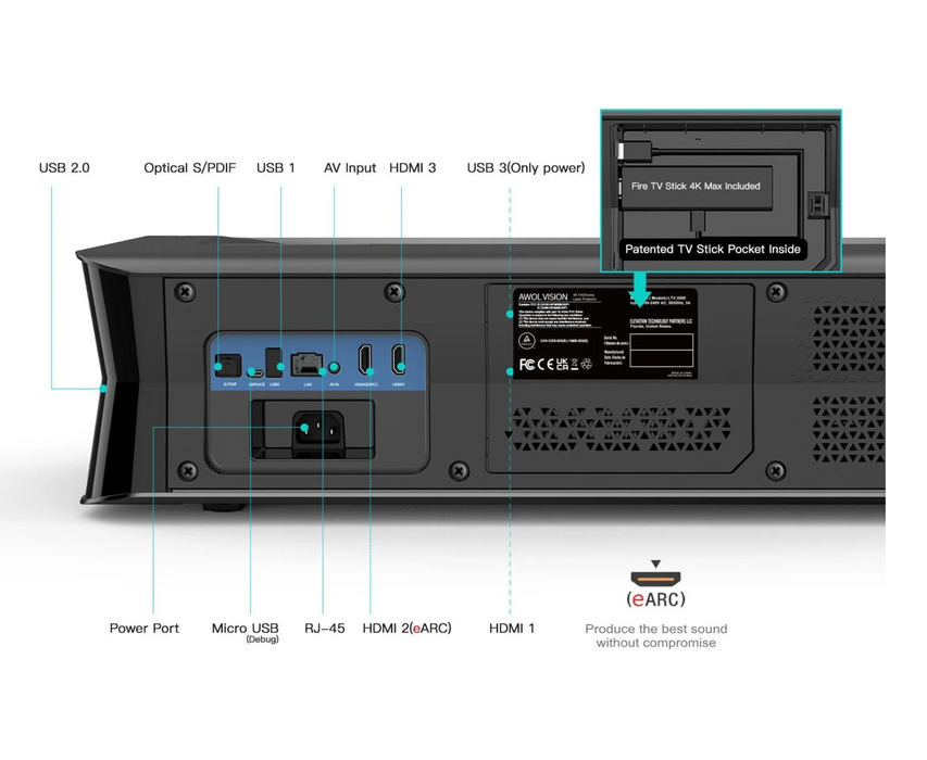 AWOL Vision LTV-3500 PRO Triple Laser RGB 4K UST Projector