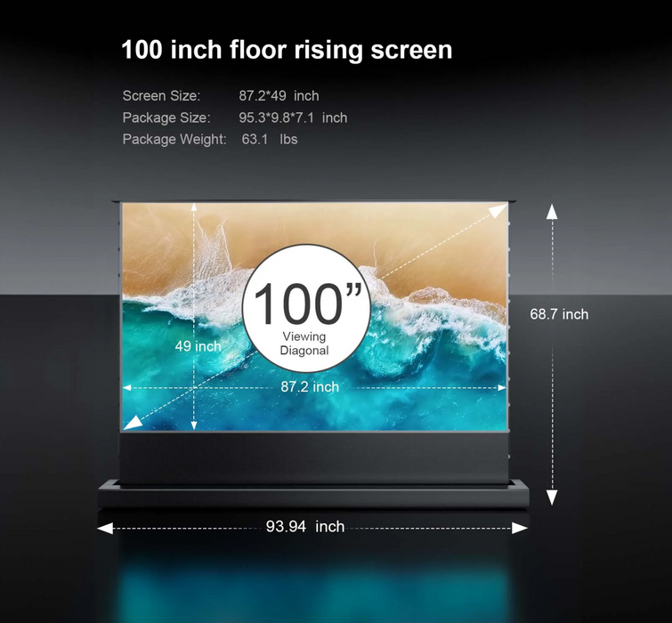 100''-130'' AWOL Vision Cinematic+ ALR Motorized Floor Rising Acoustic Screen