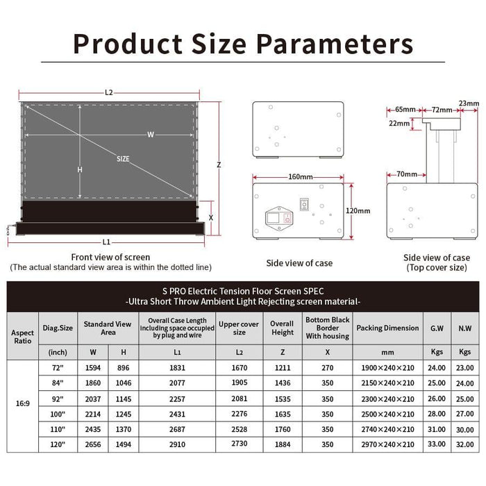[Best Seller] 100" VIVIDSTORM S PRO Motorized Tension Floor Rising UST ALR Projector Screen